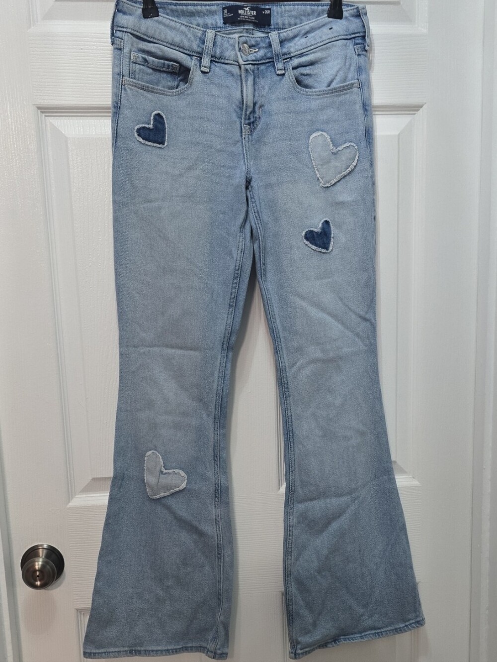 Hollister Flare Jeans with Heart Patches